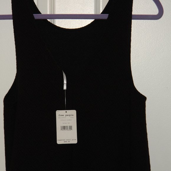 SOLD——————NEW Free People Black Slvls Textured Mini Dress XS - Picture 6 of 6